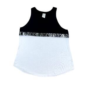 Victoria's Secret PINK Tank Top - Size Large - Black & White - Sequin Accents -